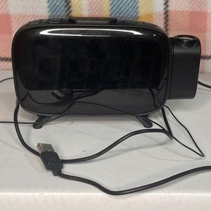 Black USB-5V Alarm Clock with Charge Out Port and Projector